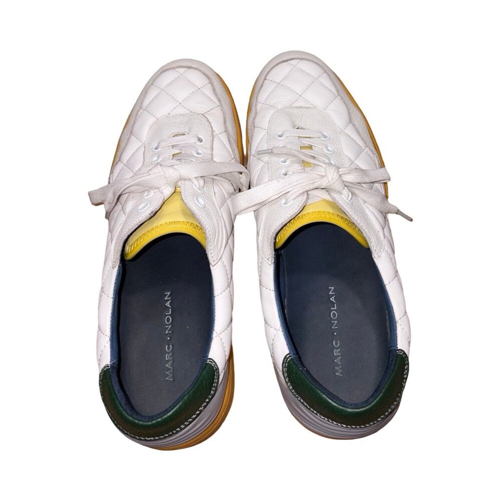 Marc Nolan Varro White Quilted Leather Sneakers    Size: 11 - Picture 5 of 8